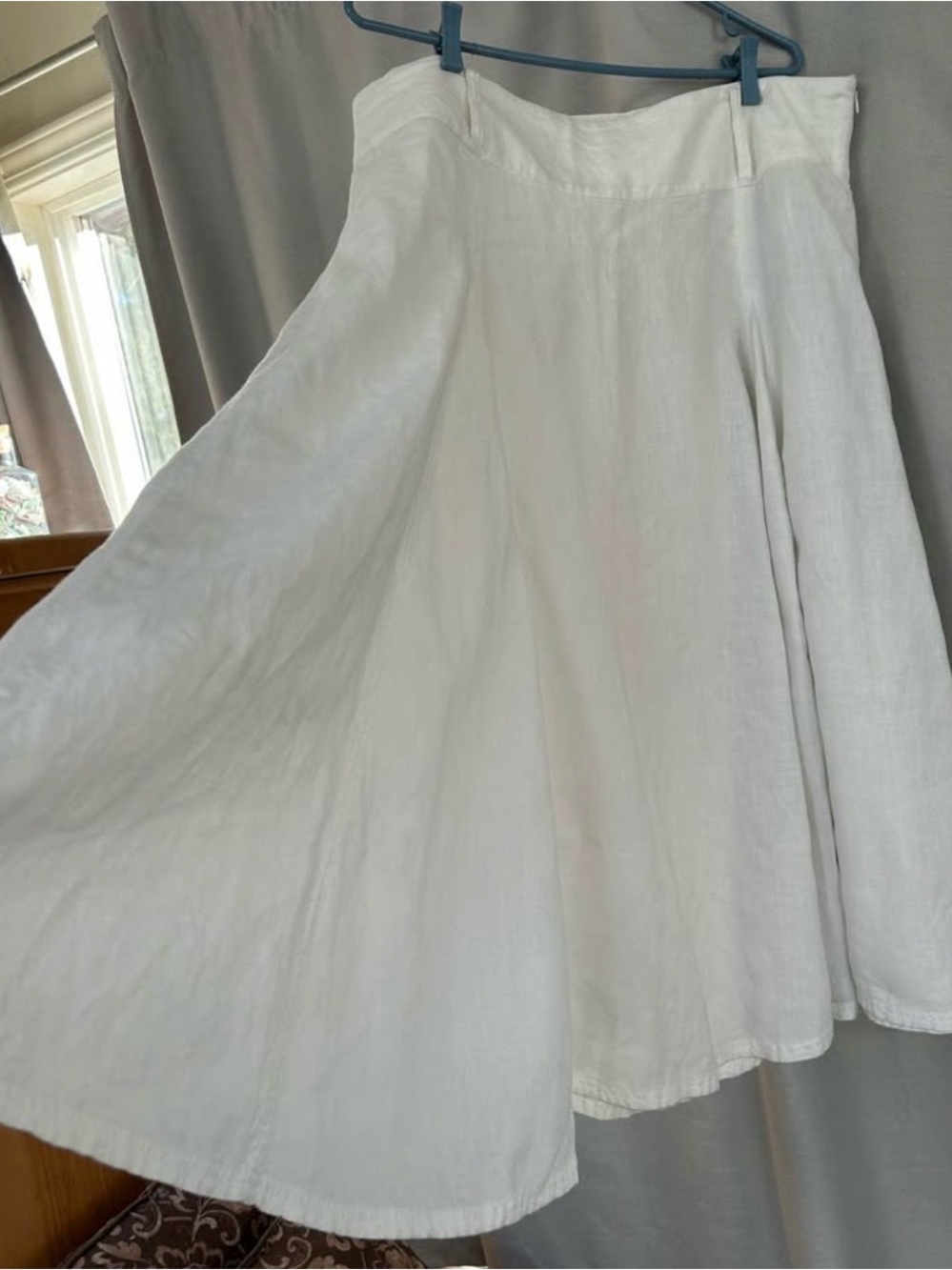 100% linen marks and Spencer white a-line flowing skirt